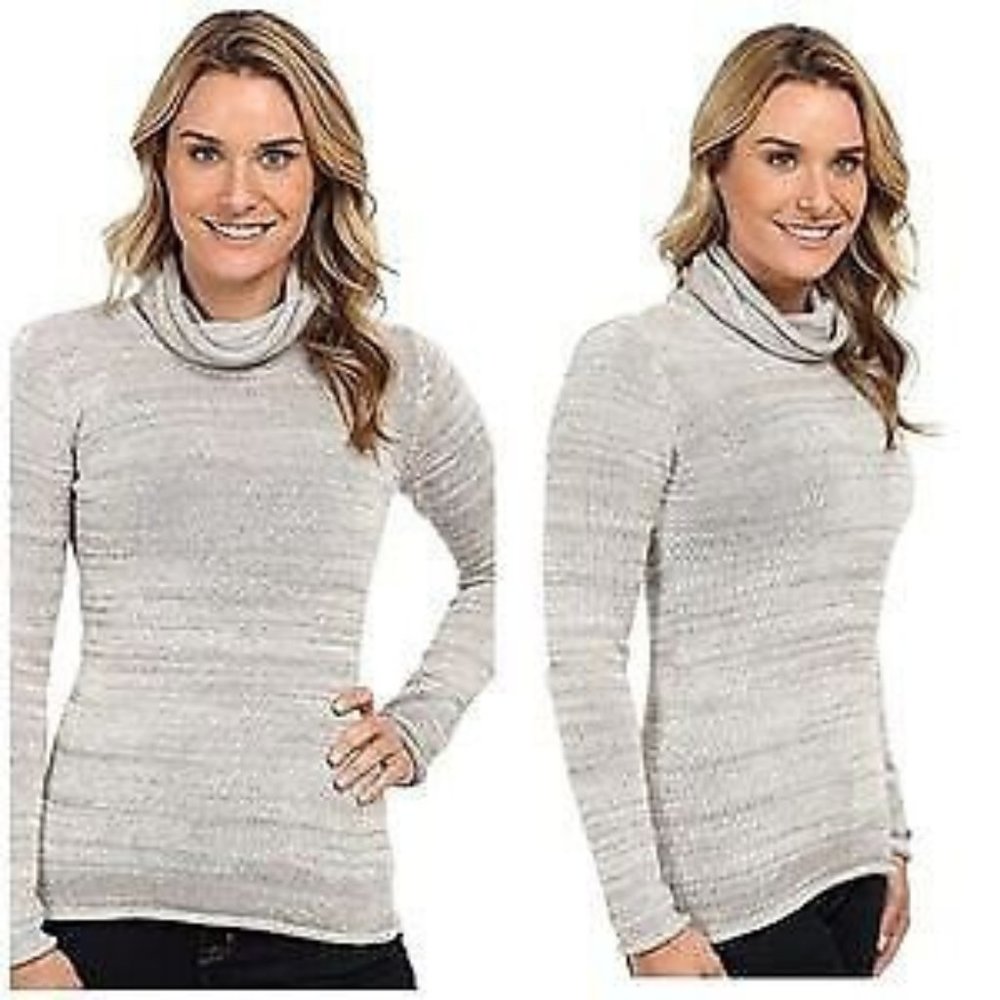 Columbia Womens Gray Melange Turtleneck Long Sleeve Slim Fit Pullover Sweater M